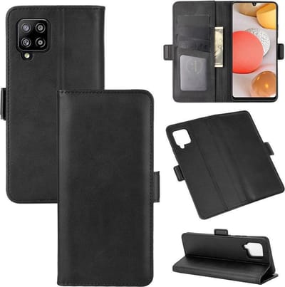 MobyDefend Hoesje - Geschikt voor Samsung Galaxy A12 / M12 - Luxe Wallet Book Case (Sluiting Zijkant) - Zwart