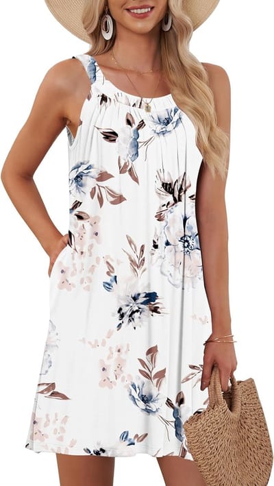 Zomerjurk Dames - Strandjurk Mouwloos - Casual Zomerkleding - Met Handige Zakken - Boven Knie Lengte