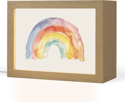 Nachtlampje 20x15 cm - Kinder lampje - Regenboog - Watercolor - Kleurrijk - Tafellamp kinderkamer - Slaapkamer lamp - Bedlamp kinderen - Kinderlampje stopcontact - Wandlamp babykamer - Nachtlampjes
