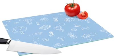 Glazen Snijplank - 39x28 - Patronen - Geboorte - Blauw - Snijplanken Glas