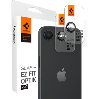 Spigen Camera Lens Protector Geschikt voor Apple iPhone 17e / 16e - Glas.tR EZ Fit Optik Pro - 9H Tempered Glass - Gemakkelijke Installatie - Zwart 2-Pack