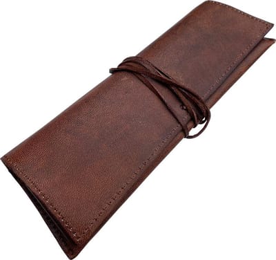 Etui van leer - Cognac - Leren etui - Te gebruiken als brillenkoker - voor volwassenen, jongens en meisjes -