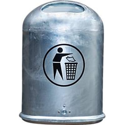 Afvalbak ovaal, 45 liter, met zelfsluitende rvs-klep, thermisch verzinkt