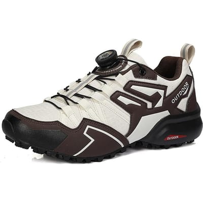 Chaussures de Randonnée Homme Originales Mesh Respirant Baskets Homme Légères Outdoor Running Sport Cycle Chaussures à Verrouillage Homme Camping Trekking 44 beige