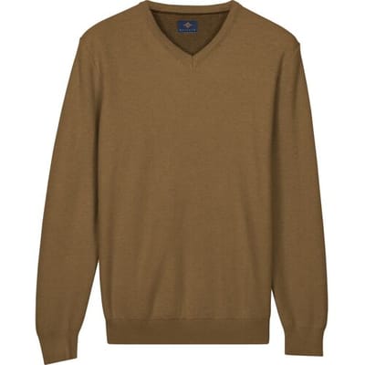 Baileys Trui Cotton V-Neck Pullover Subtle Faux-Uni Structure Knit Taupe / male
