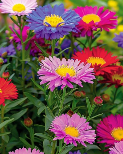 2 sets - Zomeraster Zaden Callistephus Chinensis Gemengd Eenjarig 70 Cm