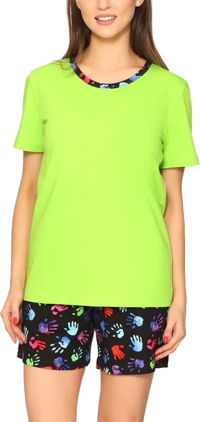 Merry Style Dames Pyjama - Korte mouwen - Korte broek - Katoen - Hellgrün Hände – S - MS-MS10-396-PJ