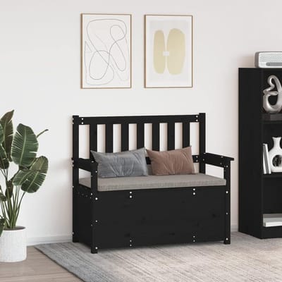 Opbergbank Hout - Tuinbank met opbergruimte - Buiten Zitten Organiseren - Massief Grenenhout - 1125 cm - Zwart