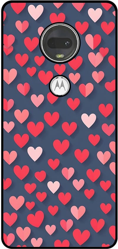 Smartphonica Telefoonhoesje Geschikt voor Motorola Moto G7 met Roze en Rode Hartjes Opdruk - TPU Backcover Case With Rosé and Red Heart Design geschikt voor Motorola Moto G7
