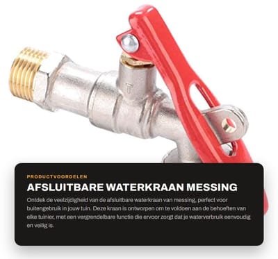 Dailygoods- Waterkraan Afsluitbaar - Messing - 1/2 Inch Schroefdraad - Buiten - Tuin - Vergrendelbaar - Tuinkraan