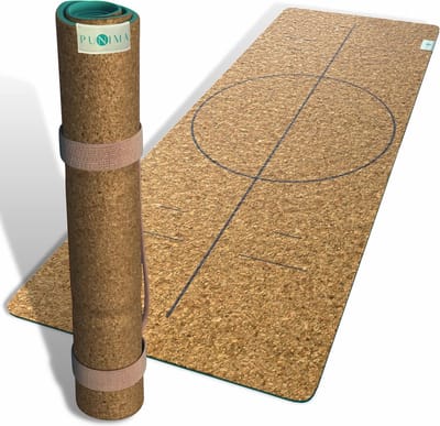 Yogamat XXL van natuurlijk rubber en kurk - extra breed en lang, antislip fitnessmat 183 x 68 x 0,4 cm