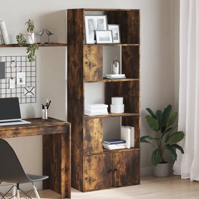 vidaXL - Boekenkast - 70x36x189 - cm - bewerkt - hout - gerookt - eikenkleurig