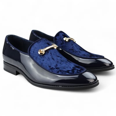 Heren Smart Blue Loafers Leren Gevoerde Fluwelen Instappers