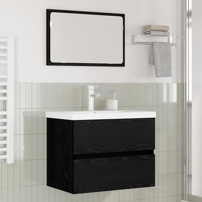 vidaXL - Badkamermeubel - Set - 3 - st - Zwart - Eiken - 61 - x - 39 - x - 45 - cm