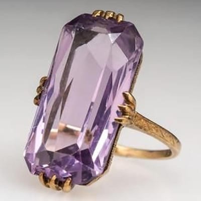Huitan Lange Vorm Acryl Paarse Steen Ringen voor Vrouwen Mode Bruids Bruiloft Feest Ring Elegante Dames Accessoires Trendy Sieraden 8 gray