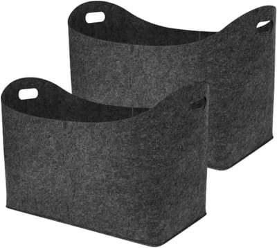 Vilten Houtmand - Opbergtas - Open Haard - Opvouwbaar - 55x30x40cm - Donkergrijs