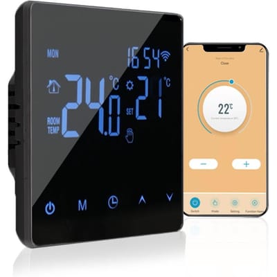 Thermostat intelligent WiFi, contrôleur de température pour chauffage de l'eau 3 A, écran LCD tactile, semaine WIFI water heating noir