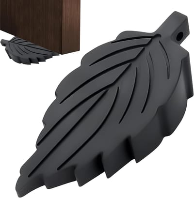 Blad Deurstopper - Deurwig Flexibel - Vloeren Beschermen - Kindvriendelijk Ontwerp - 11 x 6 x 6 cm - Zwart