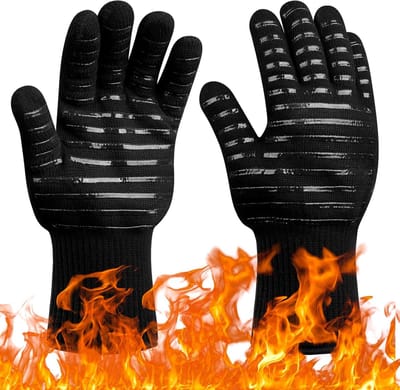 grillhandschoenen, hittebestendig tot 800°C, vuurvaste handschoenen, bakhandschoenen, kookhandschoenen, ovenhandschoenen, voor bakken, keuken & grillen - 34CM