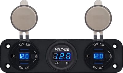 ProRide 12V USB Autolader 4 Poorten - QC3.0 - P19104 - Drievoudig inbouw met Voltmeter