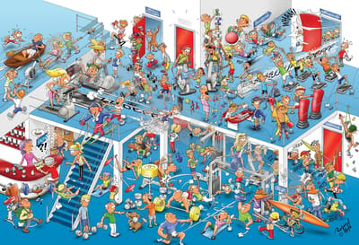 POSTER Cartoon - Sportschool - 42 x 59,4 cm (A2) door Roland Hols