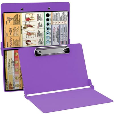 Nieuwe Stijl Stijl Klembord Verpleegkunde Editie Aluminium Legering Opvouwbaar Verpleegkundig Klembord Met Snelreferentieblad Schrijfbord paars