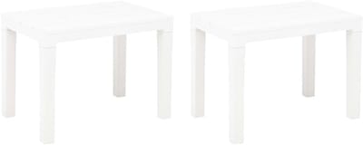Tuinbank Set - Buiten Zitten - Ontspannen Buiten - Weerbestendig Kunststof - 60x38.5x45cm - Wit