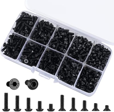 Set van 720 verzonken schroeven M3 met inbussleutel voor 3D-printer, metrische machine, zwart, maten 4mm/6mm/8mm/10mm/12mm, ideaal voor precisie en duurzaamheid