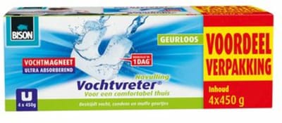 Bison Vochtvreter Ambiance Magneet Neutraal 4-Pack - 4 x 4 x 450 gr - Voordeelverpakking