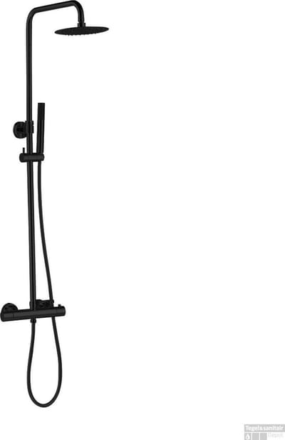 Wiesbaden Tivaro thermostatische regendoucheset opbouw mat zwart