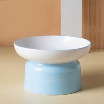 Kat Keramische Kom Eenvoudige Platte Mond Schuinmondige Kom Hondenkom Schuin Voeren en Drinkwater Anti-omstoten Huisdier Kat Benodigdheden 13.6*9cm