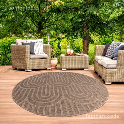 Muratap Sahara japandi rond buitenkleed jute-look weerbestendig vloerkleed 160 cm