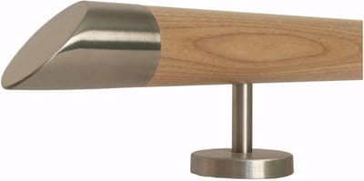 Houten Leuning - Trapleuning Essenhout - Veilig Traplopen - Schuin Roestvrij Staal - 100 cm - Niet Van Toepassing