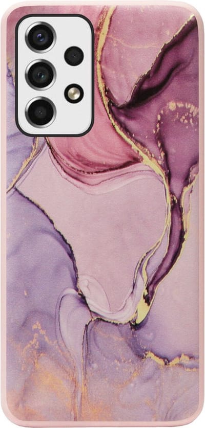 ADEL Siliconen Back Cover Softcase Hoesje Geschikt voor Samsung Galaxy A73 - Marmer Roze Goud Paars
