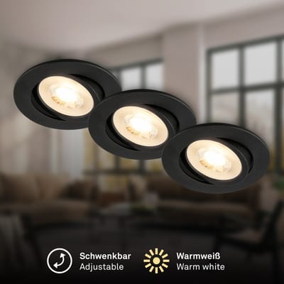 BRILONER Piwo – Set van 3 LED Inbouwspots – draaibaar – 3.000K warm wit licht – wit – Ø8cm