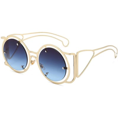 Nieuwe Europese en Amerikaanse Stijl Metalen Holle Zonnebril Retro Mode Zonnebril Dames Hoge Kwaliteit Zonnebrillen beige