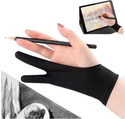 Tekenhandschoen - Drawing glove - Geschikt voor Links & Rechts - Kunstenaarshandschoen voor Tablet tekenen etc - Teken handschoen – Zwart - LOUZIR