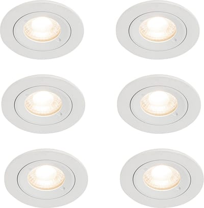 QAZQA xena - Moderne Inbouwspot - 6 stuks - Ø 7.9 cm - Wit - Woonkamer | Slaapkamer | Keuken