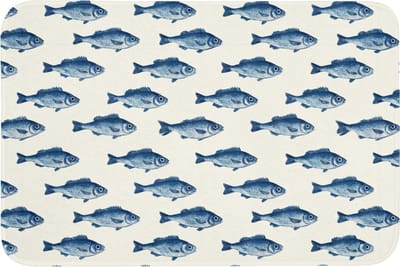 Badmat 90x60 cm - Antislip - Vis - Patroon - Blauw - Badmatten voor badkamer - Badkamermat - Douchemat - Badkamer mat