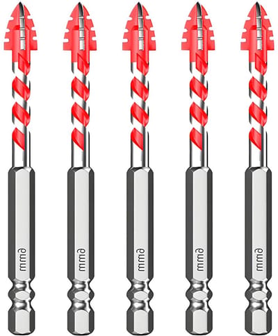 Set van 5 Stuks Carbide Boorbits voor Tegels, Glas, Porselein, Cement, Baksteen, Graniet en Hout (6mm) - Perfect voor Klussen en Doe-Het-Zelf Projecten