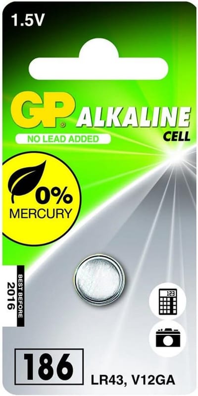Alkaline Knoopcel Batterij 1,5V (LR43 / V12GA / L1142) voor Elektronica