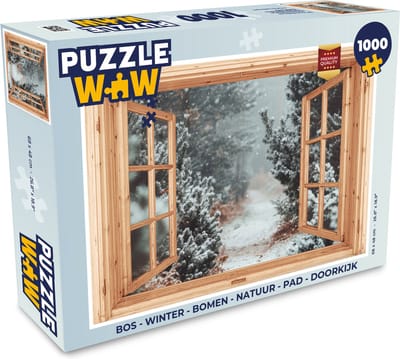 Puzzel Bos - Winter - Bomen - Natuur - Pad - Doorkijk - Legpuzzel - Puzzel 1000 stukjes volwassenen
