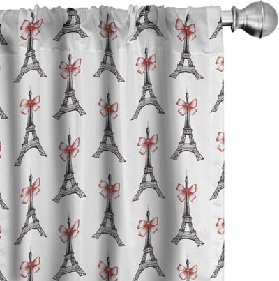 ABAKUHAUS Vorhänge – Eiffel Towers Sketch – 2er-Set – Rubin Schwarz Weiß – 75x245 cm