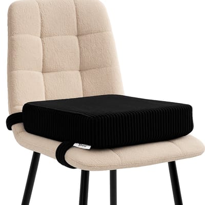 Flumi - Kinder Zitverhoger Kussen - Corduroy Stof - Afneembare Wasbare Hoes - 33x33x9 cm - Zwart