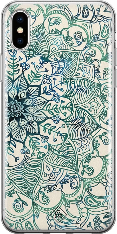 Casimoda® hoesje - Geschikt voor iPhone Xs Max - Mandala Blauw - Siliconen/TPU telefoonhoesje - Backcover - Geometrisch patroon - Blauw