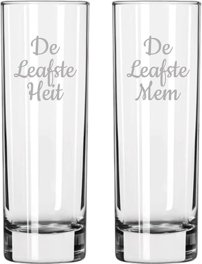 Gegraveerde longdrinkglas 22cl De Leafste Mem-De Leafste Heit