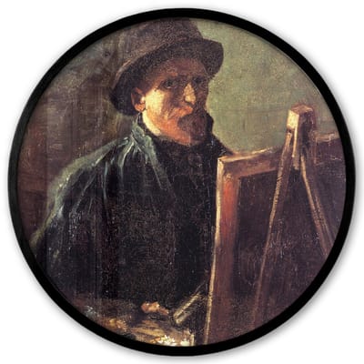 Poster in lijst Rond - Fotolijst 40x40 cm - Posters - Zelfportret als schilder - Vincent van Gogh - Ronde posterlijst zwart - Decoratie - Wanddecoratie woonkamer - Muurdecoratie slaapkamer
