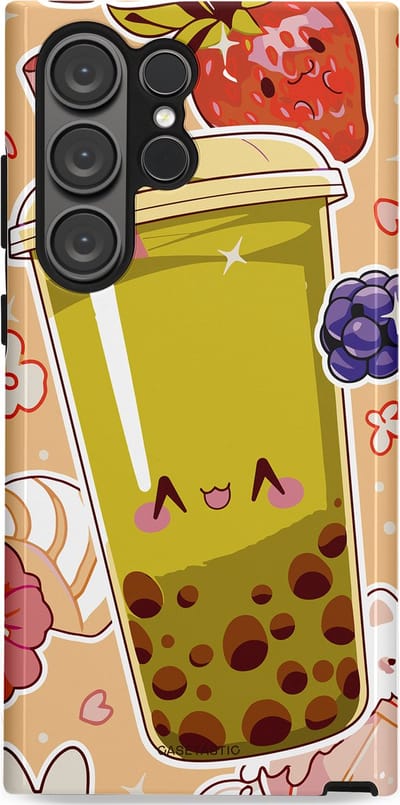 Casetastic Hoesje Geschikt voor Samsung S23 Ultra - Stijlvolle Beschermende Duo-layer Case - Bubbelpret
