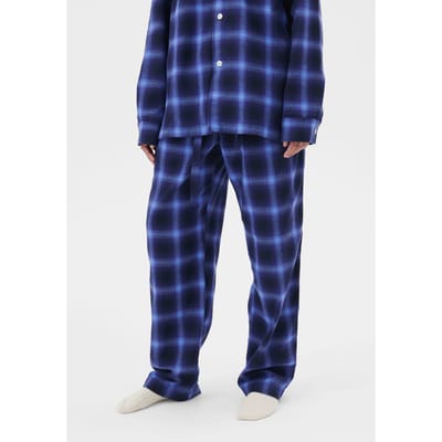 Tekla Unisex Flannel, Pyjamas Pants Dark Blue Plaid Größe: S | Nachtwäsche Outlet | Unisex | Blau