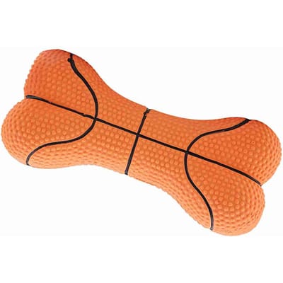 Pet Dog Toy Bite resistant Natural Latex Bone Puppy Chew Toys(Basketball) Basketball orange